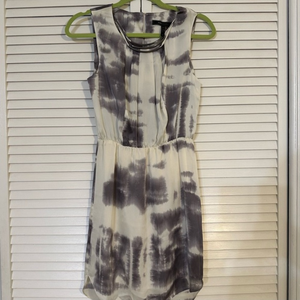 BCBGMaxAzria Gray and White Mini Dress